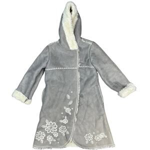 Y2K Monsoon Girls Afghan Penny Lane Embroidered Flower Coat Gray Size 8-10